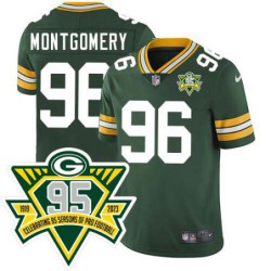 Packers #96 Mike Montgomery 1919-2023 95 Year ANNI Patch Jersey -Green