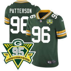 Packers #96 Shawn Patterson 1919-2023 95 Year ANNI Patch Jersey -Green