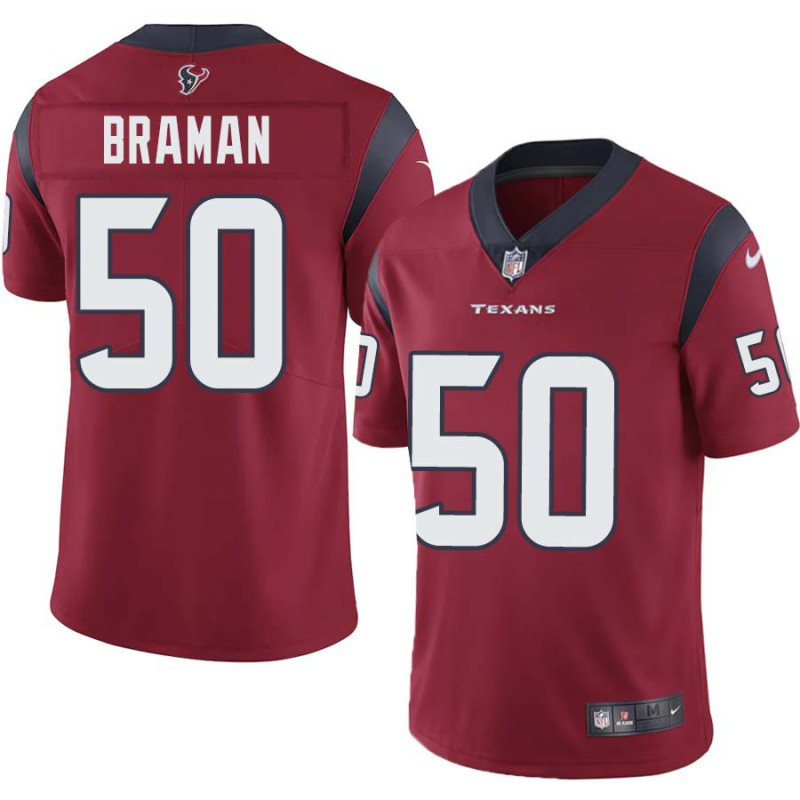 Bryan Braman #50 Texans Stitched Red Jersey