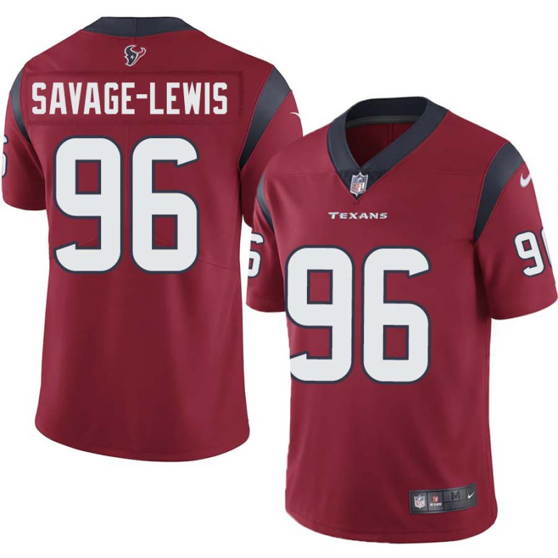 Ira Savage-Lewis #96 Texans Stitched Red Jersey