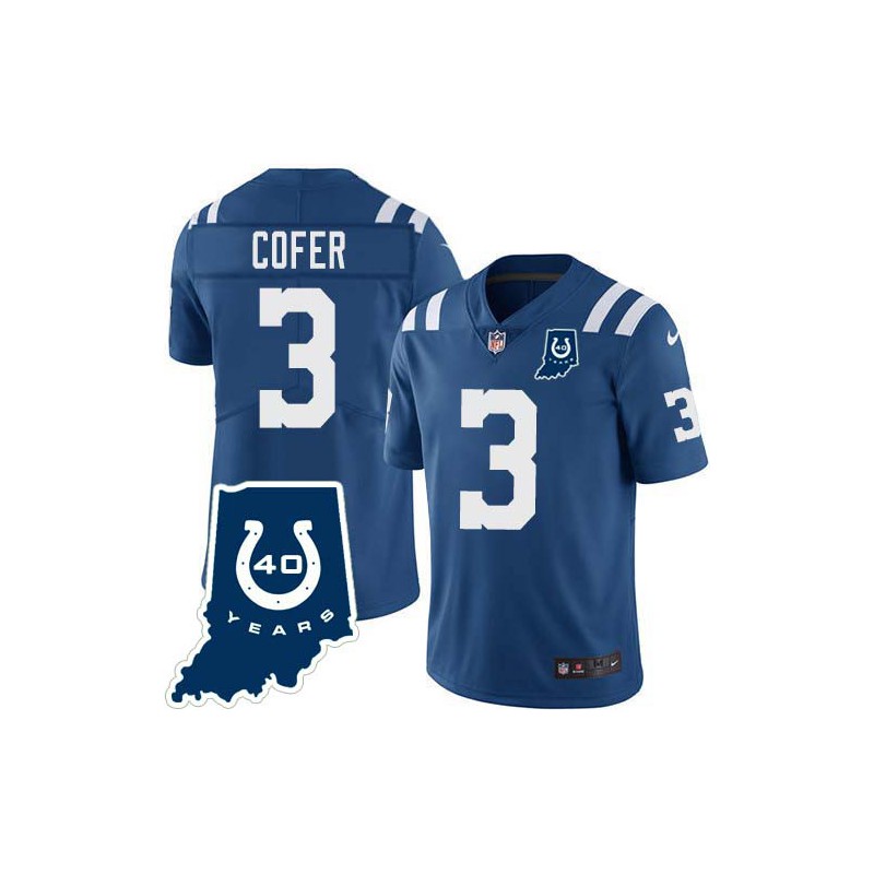 Colts #3 Mike Cofer 40 Years ANNI Jersey -Blue