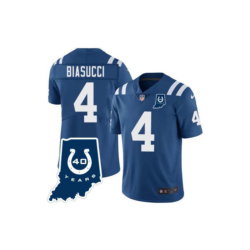 Colts #4 Dean Biasucci 40 Years ANNI Jersey -Blue