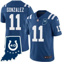 Colts #11 Anthony Gonzalez 40 Years ANNI Jersey -Blue