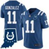 Colts #11 Anthony Gonzalez 40 Years ANNI Jersey -Blue