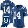 Colts #14 Ed Brown 40 Years ANNI Jersey -Blue