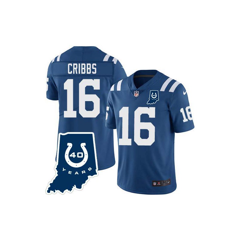 Colts #16 Josh Cribbs 40 Years ANNI Jersey -Blue