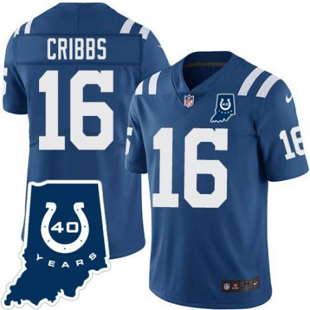 Colts #16 Josh Cribbs 40 Years ANNI Jersey -Blue