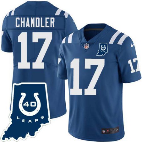 Colts #17 Chris Chandler 40 Years ANNI Jersey -Blue