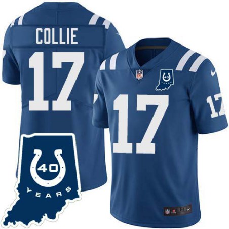 Colts #17 Austin Collie 40 Years ANNI Jersey -Blue