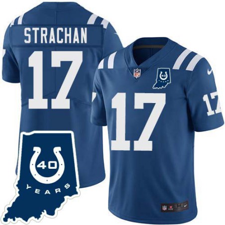 Colts #17 Mike Strachan 40 Years ANNI Jersey -Blue