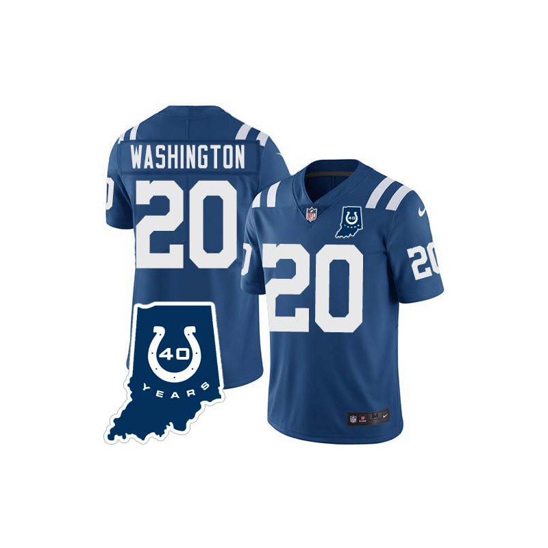 Colts #20 Joe Washington 40 Years ANNI Jersey -Blue