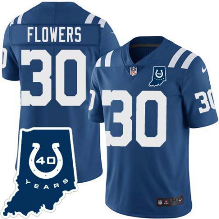 Colts #30 Dallis Flowers 40 Years ANNI Jersey -Blue