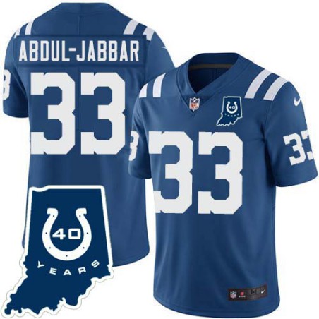 Colts #33 Karim Abdul-Jabbar 40 Years ANNI Jersey -Blue