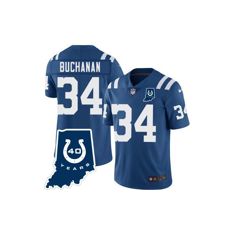 Colts #34 Ray Buchanan 40 Years ANNI Jersey -Blue