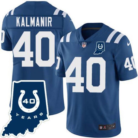 Colts #40 Tommy Kalmanir 40 Years ANNI Jersey -Blue