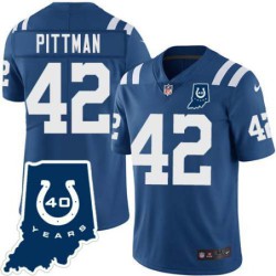 Colts #42 Charlie Pittman 40 Years ANNI Jersey -Blue