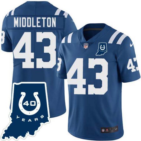 Colts #43 Frank Middleton 40 Years ANNI Jersey -Blue