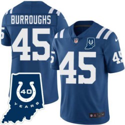 Colts #45 Jim Burroughs 40 Years ANNI Jersey -Blue