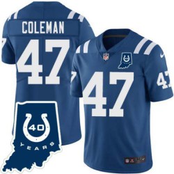 Colts #47 Leonard Coleman 40 Years ANNI Jersey -Blue