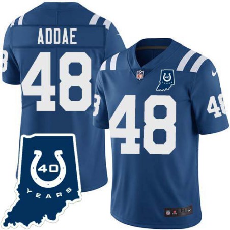 Colts #48 Jahleel Addae 40 Years ANNI Jersey -Blue