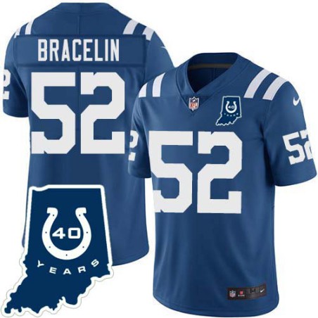 Colts #52 Greg Bracelin 40 Years ANNI Jersey -Blue