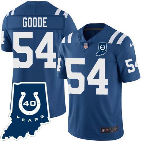 Colts #54 Tom Goode 40 Years ANNI Jersey -Blue