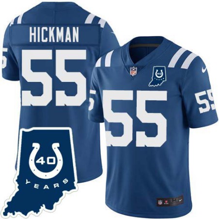 Colts #55 Justin Hickman 40 Years ANNI Jersey -Blue