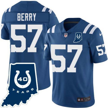 Colts #57 Bertrand Berry 40 Years ANNI Jersey -Blue