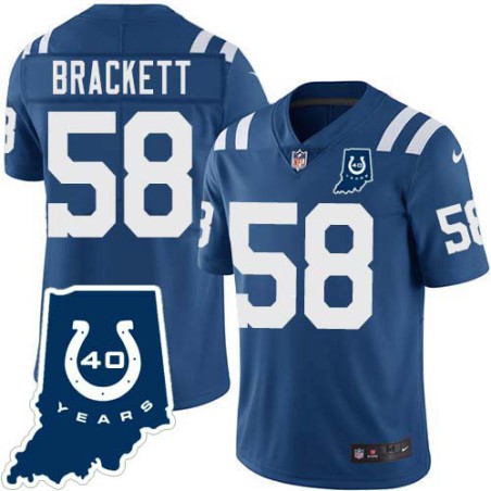 Colts #58 Gary Brackett 40 Years ANNI Jersey -Blue