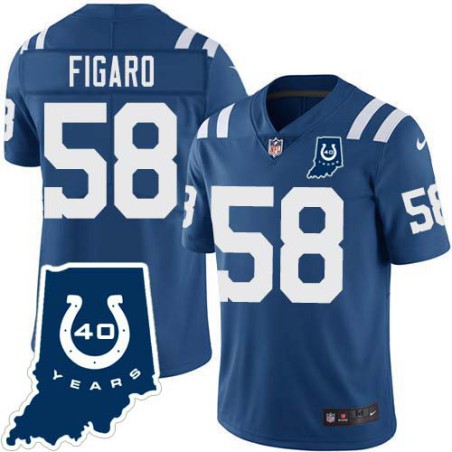 Colts #58 Cedric Figaro 40 Years ANNI Jersey -Blue