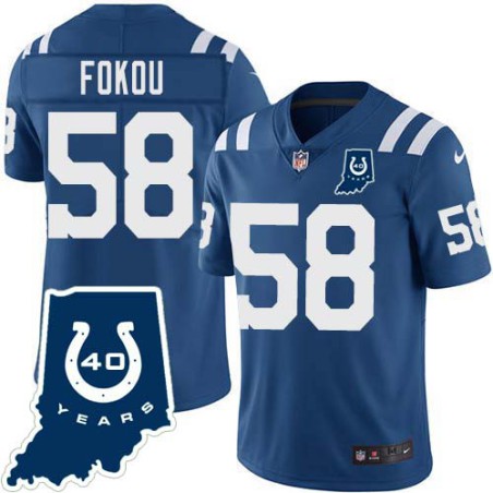 Colts #58 Moise Fokou 40 Years ANNI Jersey -Blue