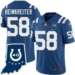 Colts #58 Steve Heimkreiter 40 Years ANNI Jersey -Blue