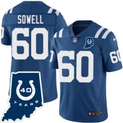 Colts #60 Bradley Sowell 40 Years ANNI Jersey -Blue