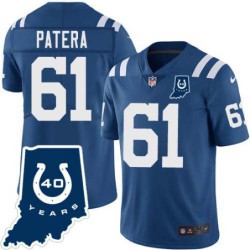 Colts #61 Jack Patera 40 Years ANNI Jersey -Blue