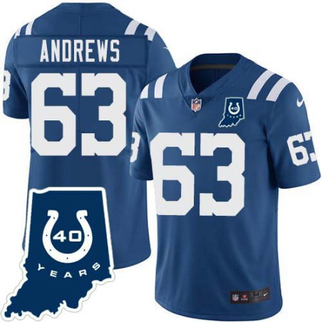 Colts #63 Josh Andrews 40 Years ANNI Jersey -Blue