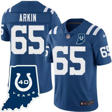 Colts #65 David Arkin 40 Years ANNI Jersey -Blue