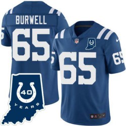 Colts #65 Tyreek Burwell 40 Years ANNI Jersey -Blue