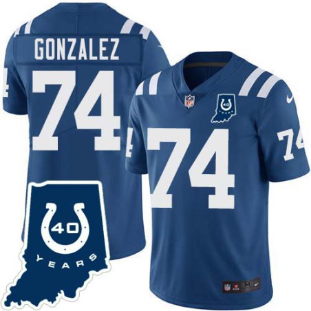 Colts #74 Joaquin Gonzalez 40 Years ANNI Jersey -Blue