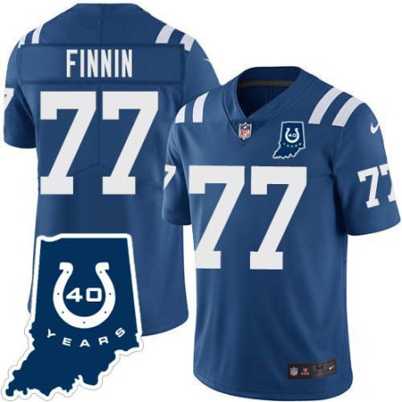 Colts #77 Tom Finnin 40 Years ANNI Jersey -Blue