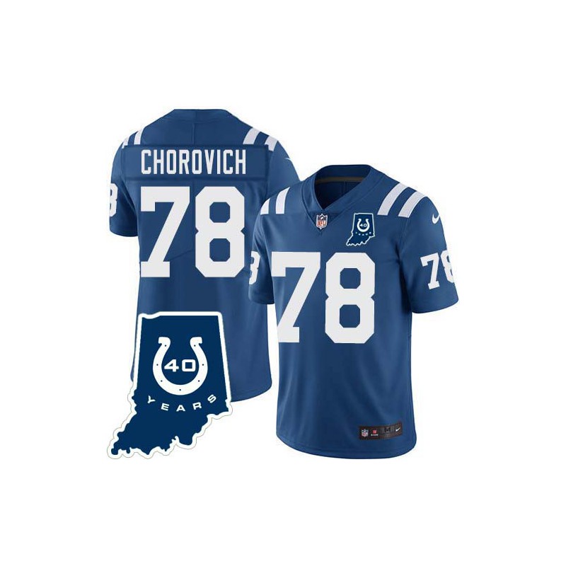 Colts #78 Dick Chorovich 40 Years ANNI Jersey -Blue