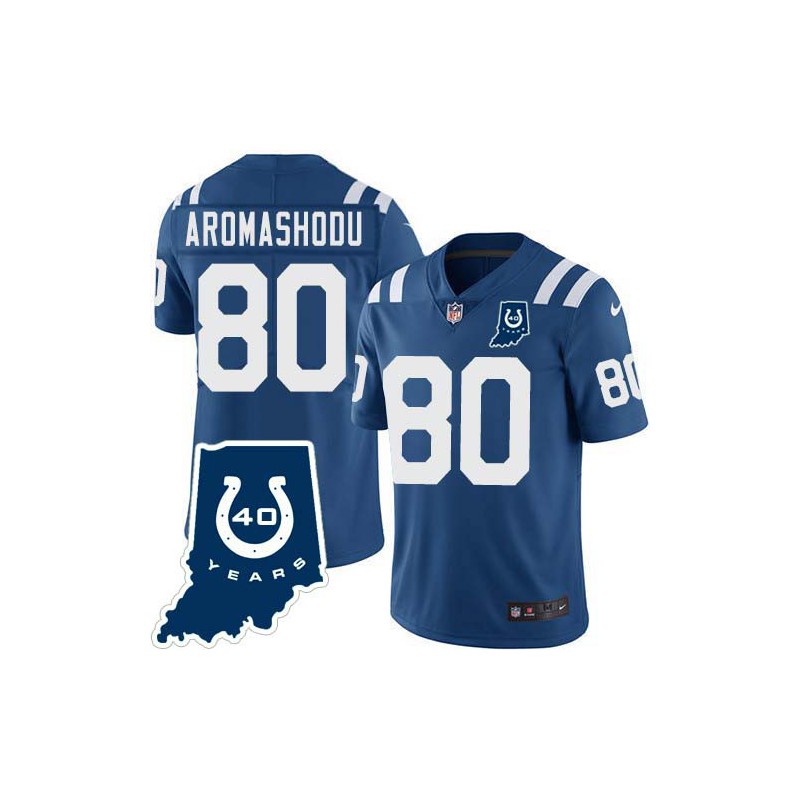 Colts #80 Devin Aromashodu 40 Years ANNI Jersey -Blue