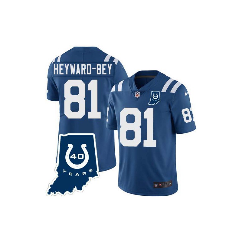 Colts #81 Darrius Heyward-Bey 40 Years ANNI Jersey -Blue