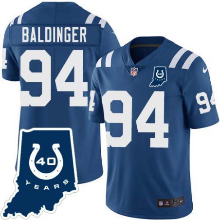 Colts #94 Gary Baldinger 40 Years ANNI Jersey -Blue