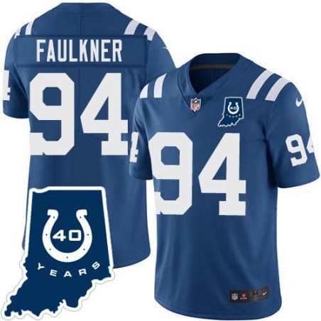 Colts #94 Jeff Faulkner 40 Years ANNI Jersey -Blue