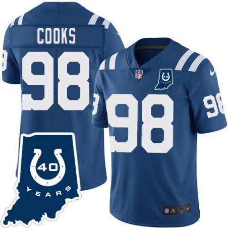 Colts #98 Johnie Cooks 40 Years ANNI Jersey -Blue