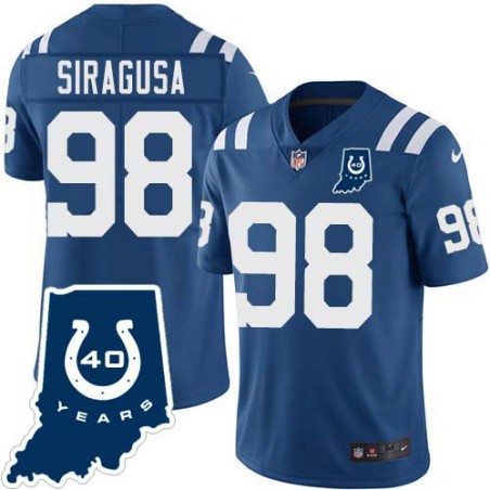 Colts #98 Tony Siragusa 40 Years ANNI Jersey -Blue