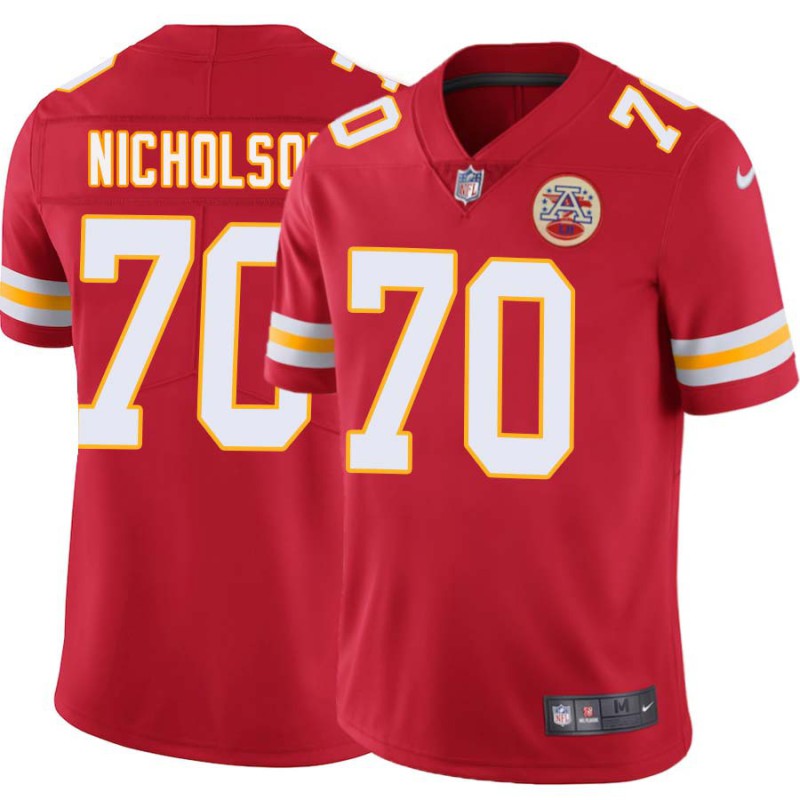 Jim Nicholson #70 Chiefs Football Red Jersey