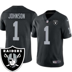 Tyron Johnson #1 Raiders Team Logo Black Jersey