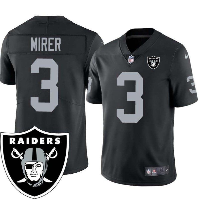 Rick Mirer #3 Raiders Team Logo Black Jersey