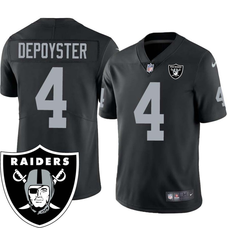 Jerry DePoyster #4 Raiders Team Logo Black Jersey